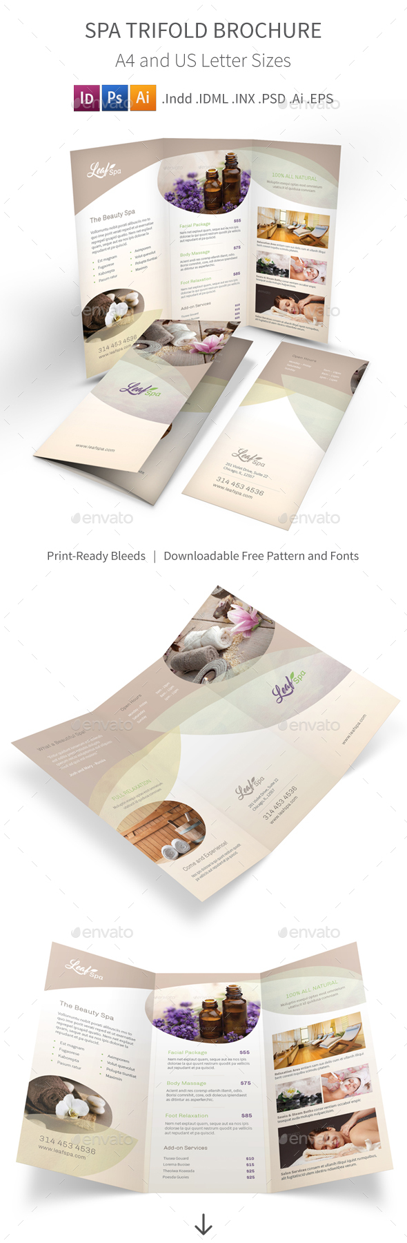 Spa Trifold Brochure 5 by Mike_pantone | GraphicRiver