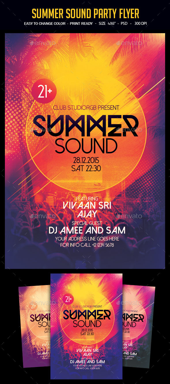 Summer Sound Party Flyer - Clubs & Parties Events