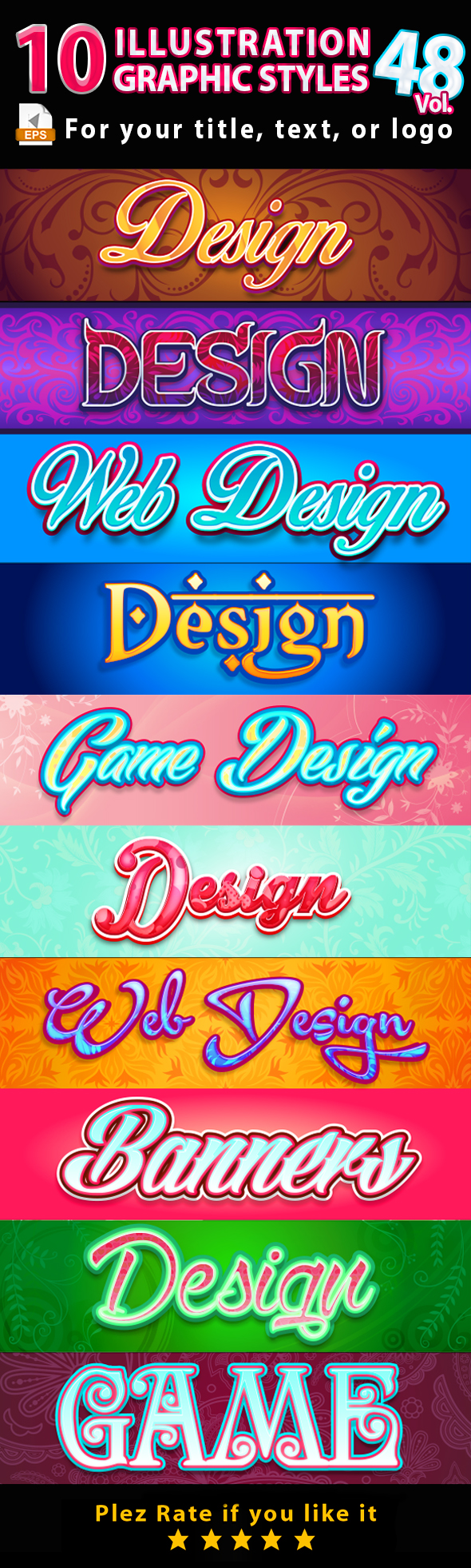 10 Illustrator Graphic Styles Vol.48 - Styles Illustrator