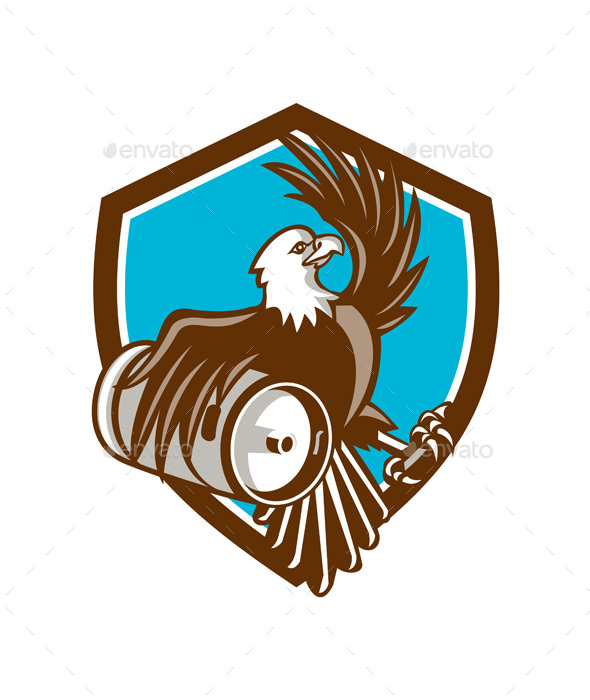 American Bald Eagle Beer Keg Crest Retro - Animals Characters