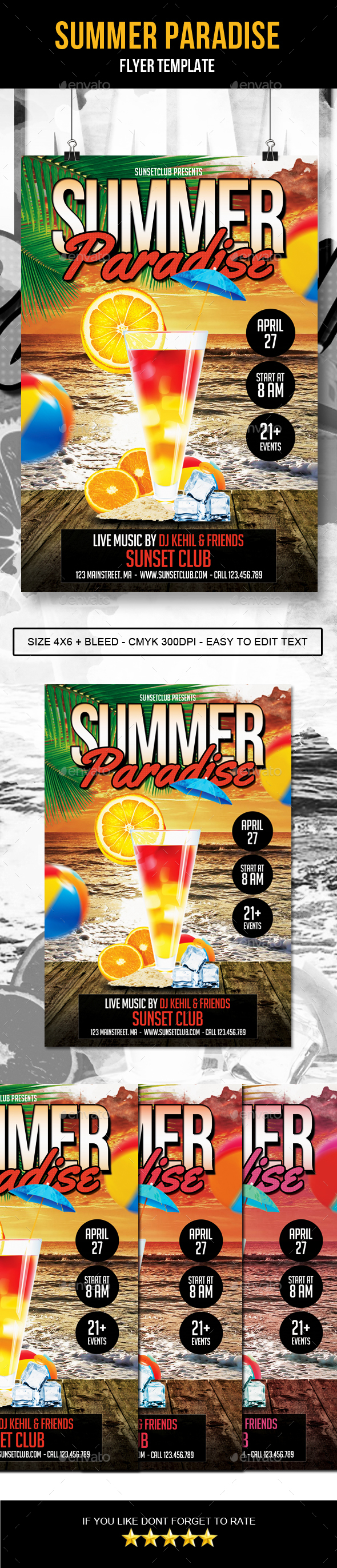 Summer Paradise Flyer - Clubs & Parties Events