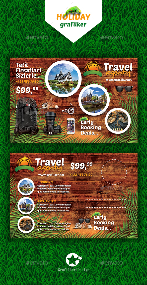 Travel Agenty Postcard Templates - Cards & Invites Print Templates