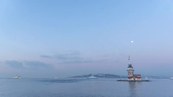 Istanbul Maiden Tower Early Morning Timelapse 