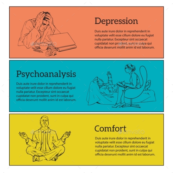 Concept Psychotherapy of Three Illustrations - People Characters