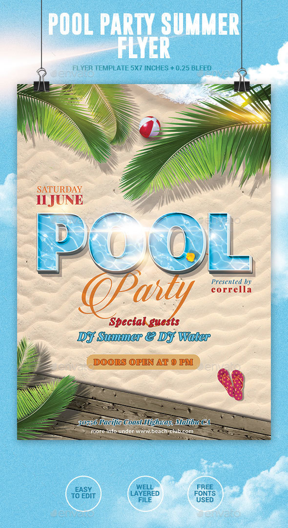 Pool Party Summer Flyer - Events Flyers