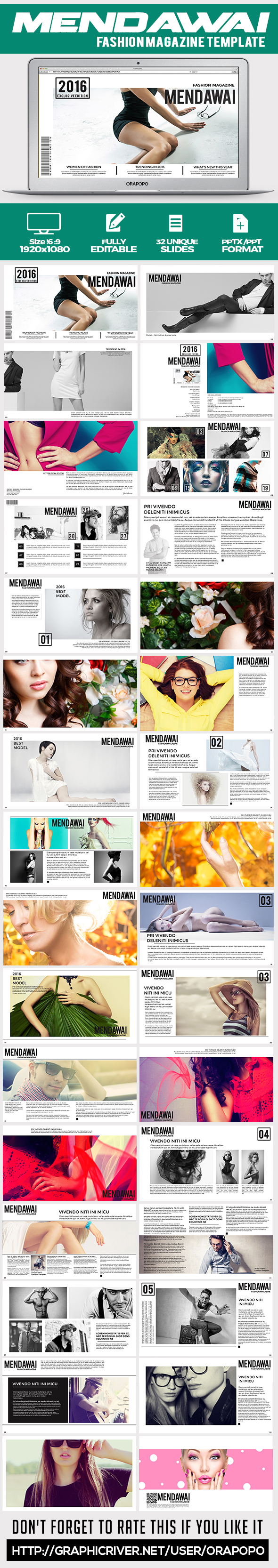 Mendawai ~ Fashion Magazine Template - Creative PowerPoint Templates
