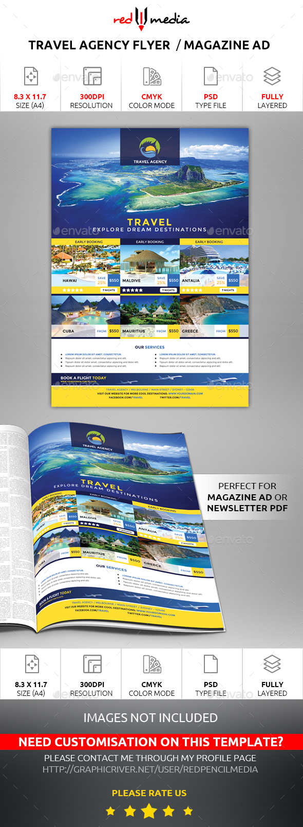 Travel Agency Flyer / Magazine AD - Flyers Print Templates