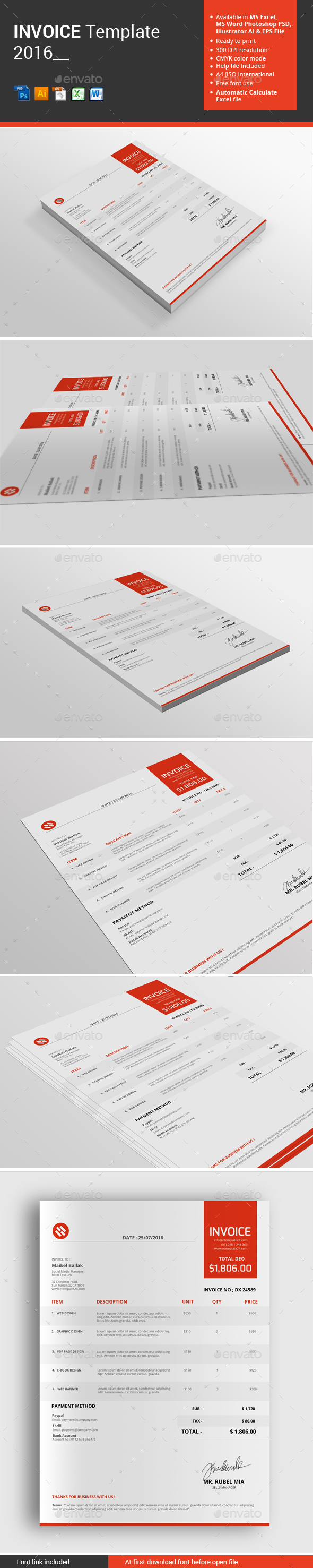 Invoice Template 2016 - Proposals & Invoices Stationery