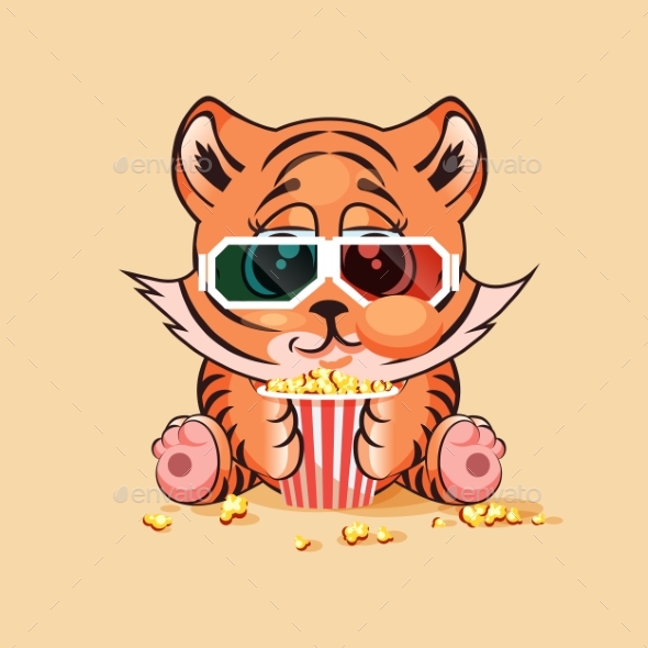 Tiger Cub Watching a Movie - Animals Characters