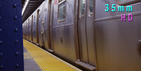 Subway Train Leaving at Platform in Manhattan New York 03