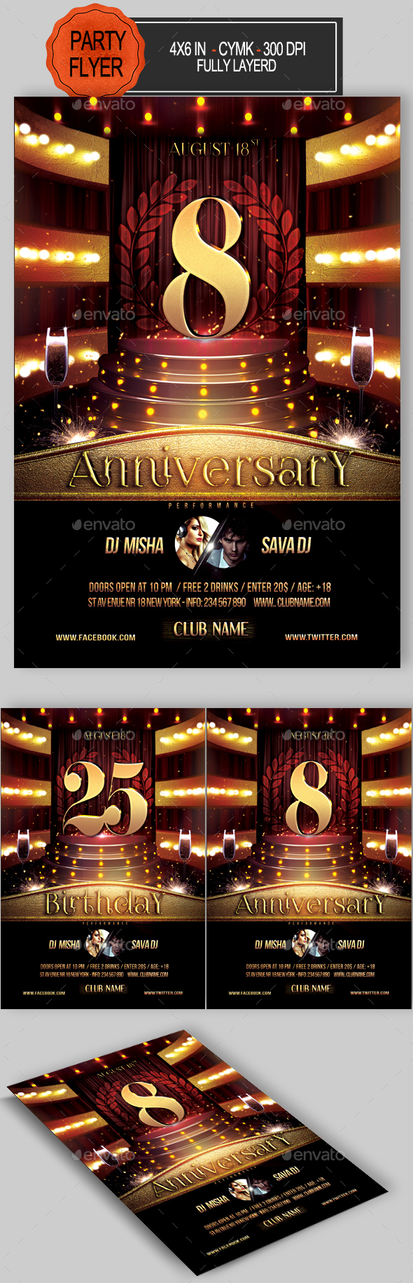 Anniversary Flyer - Clubs & Parties Events