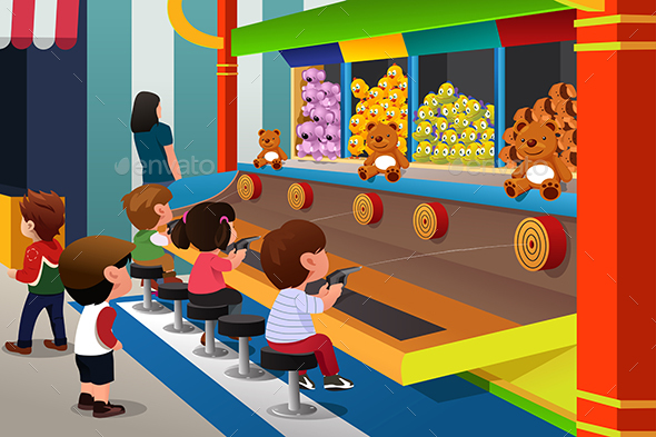 Kids Playing Carnival Games - People Characters