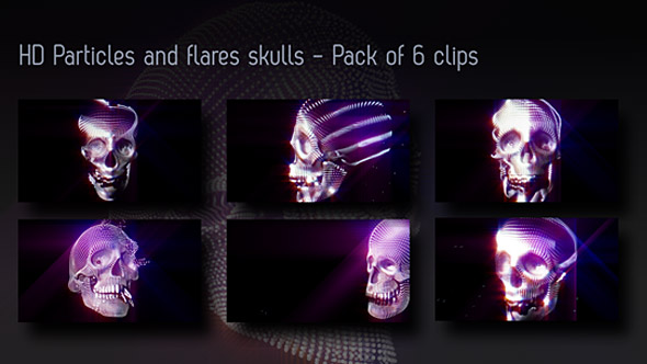 Particles And Flares Skulls Backgrounds - Pack Of 6 Videos