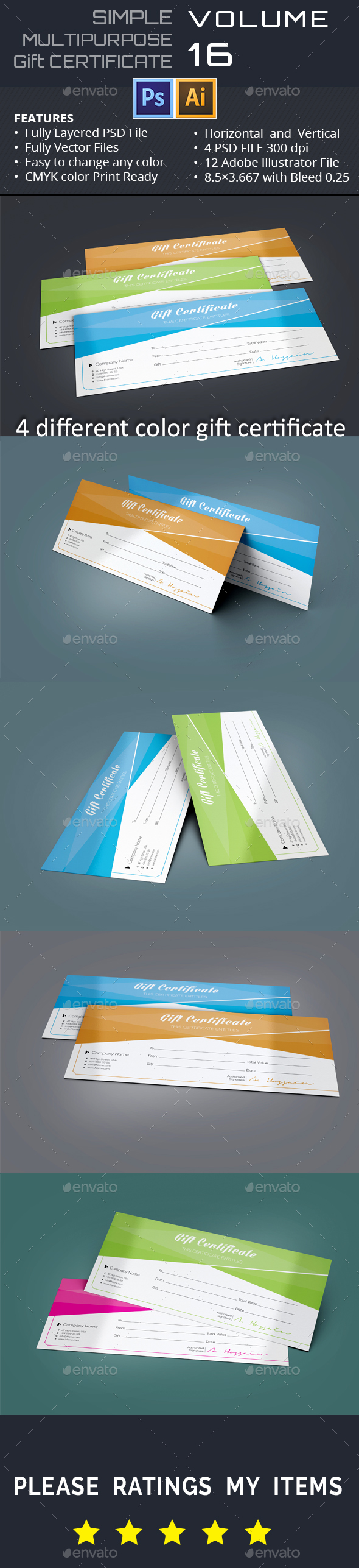 Simple Gift Certificate GD016 - Certificates Stationery
