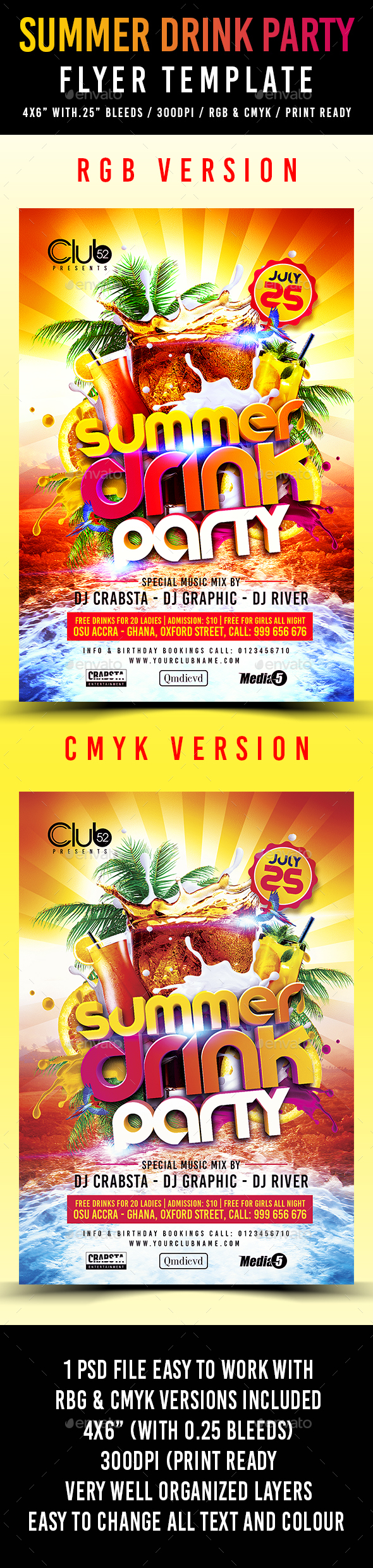 Summer Drink Party Flyer Template - Flyers Print Templates