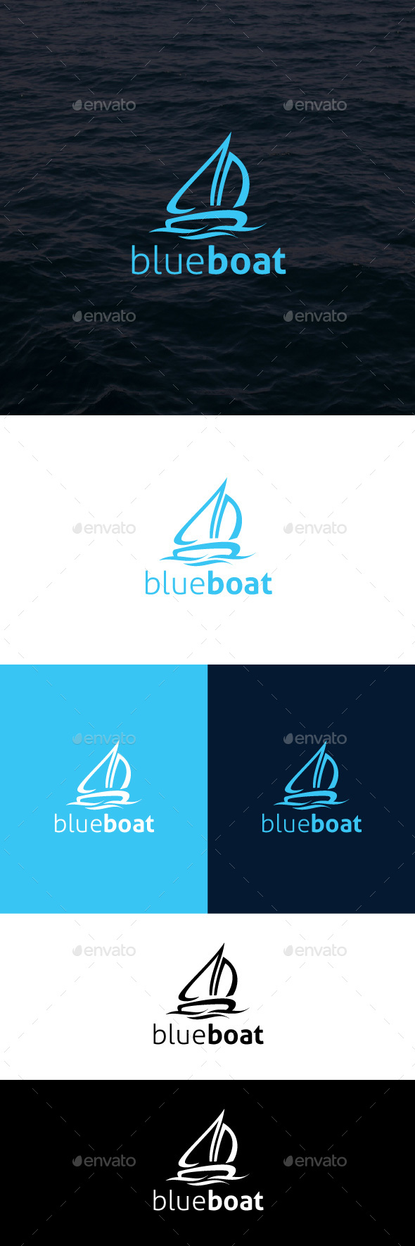 Blue Boat Logo Template