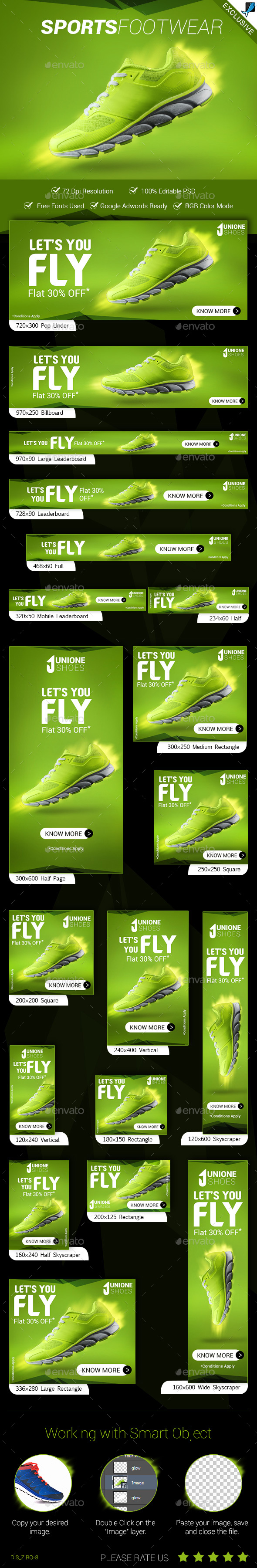 Sports Footwear Ad Banners - Banners & Ads Web Elements