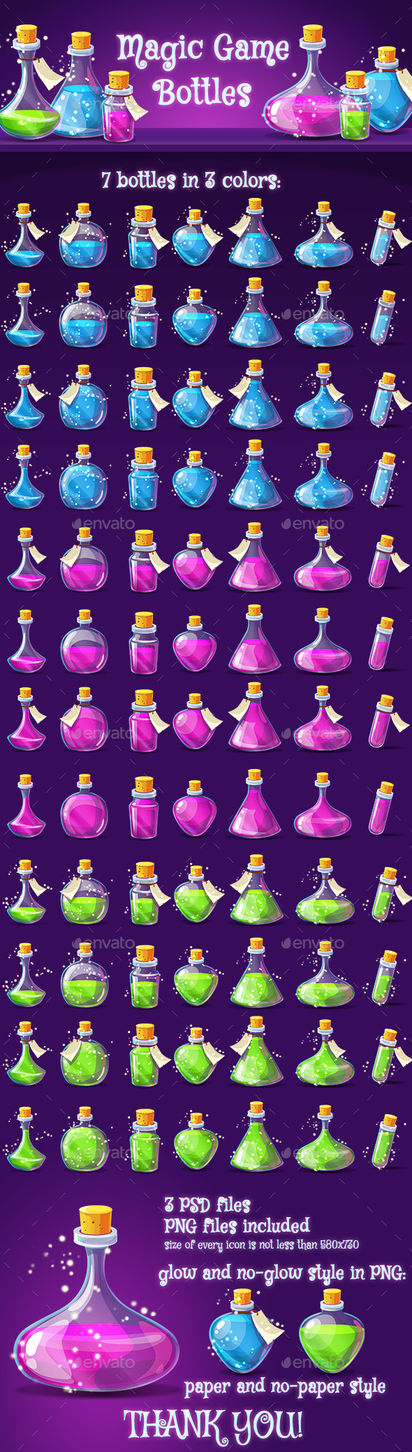 Magic Poison Game Icons Set - Miscellaneous Game Assets
