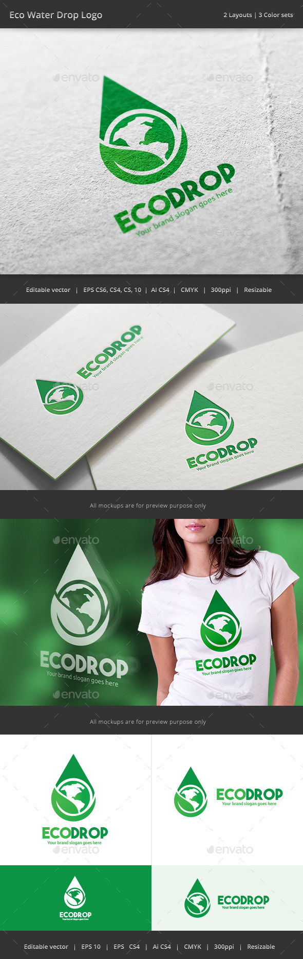 Eco Water Drop Logo - Nature Logo Templates
