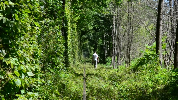 Man And Woman Walk In The Tunnel Of Love, Klevan, Ukraine