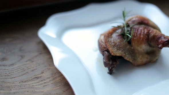 Cooked Roast Turkey Chicken Isolated On White Plate