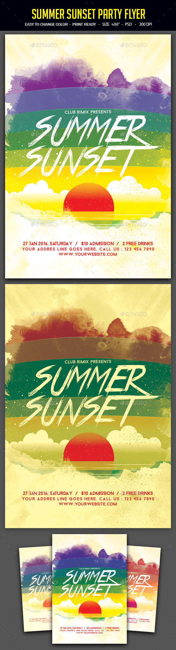 Summer Sunset Party Flyer - Clubs & Parties Events