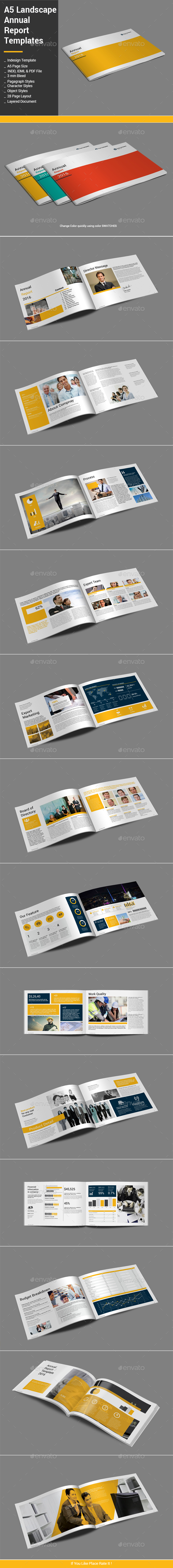 A5 Landscape Annual Report Template - Informational Brochures