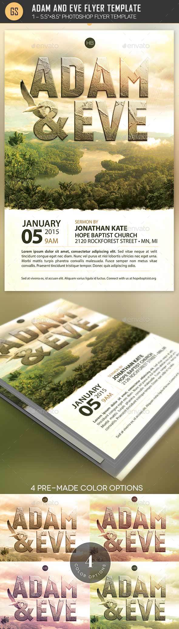 Adam Eve Flyer Template - Church Flyers