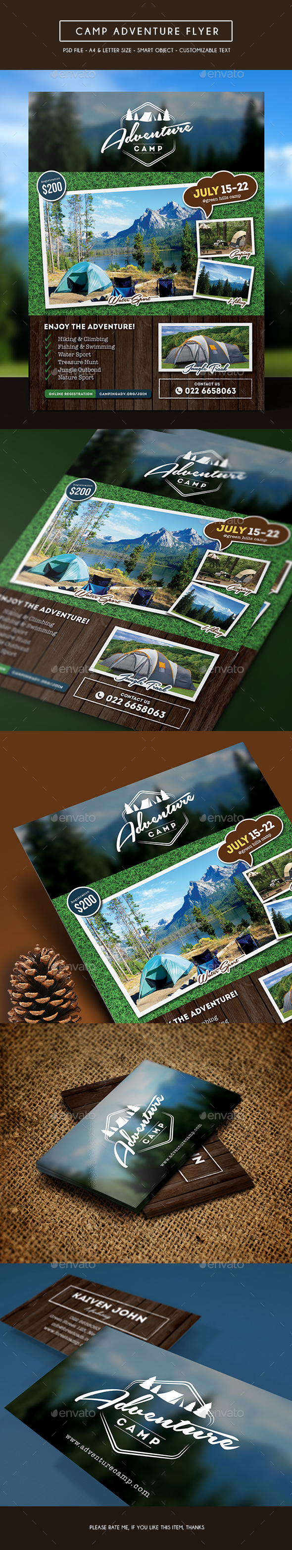 Camping Adventure Flyer + Business Card - Sports Events