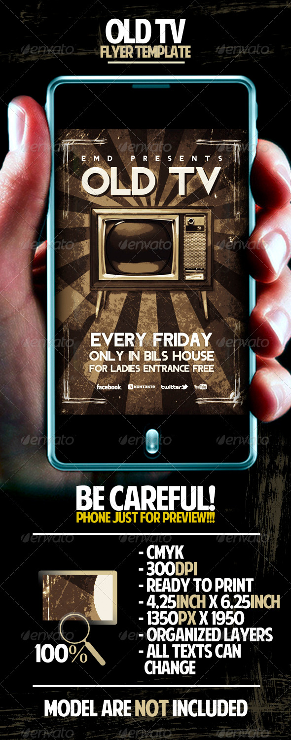Old TV Flyer Template - Clubs & Parties Events