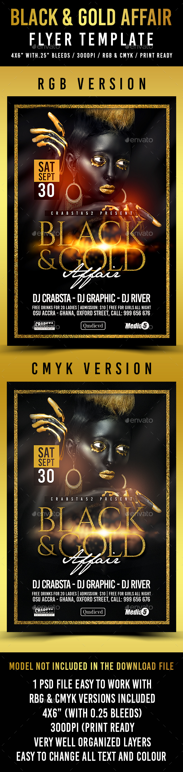 Black & Gold Affair Flyer Template - Flyers Print Templates