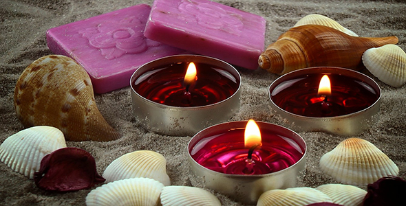 Candles & Seashells & Soaps on the Sand