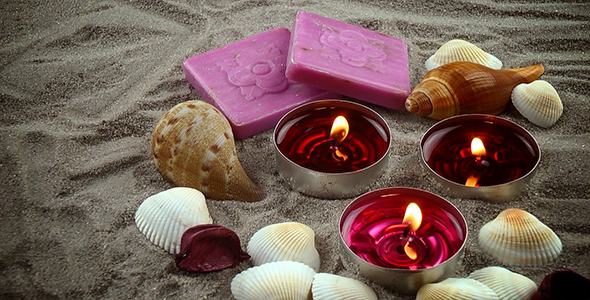 Seashells & Candles & Soaps on the Sand
