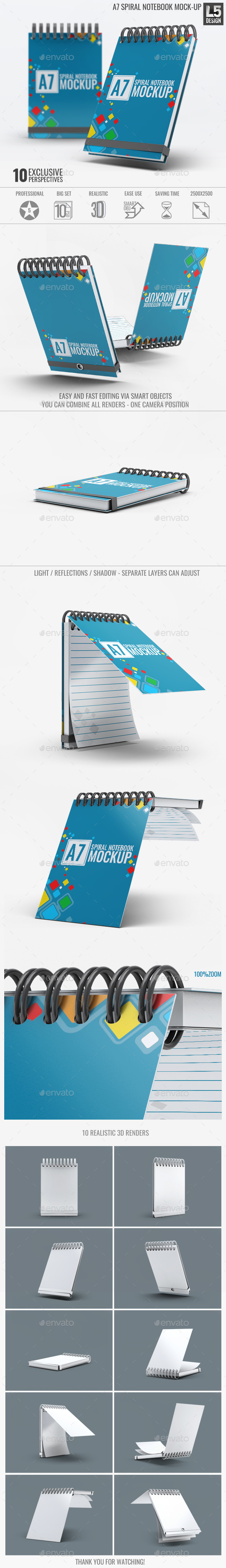 A7 Spiral Notebook Mock-Up - Miscellaneous Print