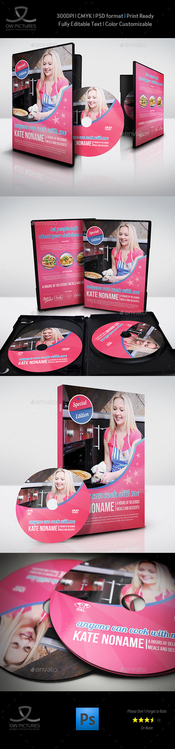 Food Cook DVD Cover and Label Template - CD & DVD Artwork Print Templates