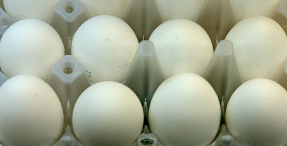 Chicken Eggs in the Store at the Counter