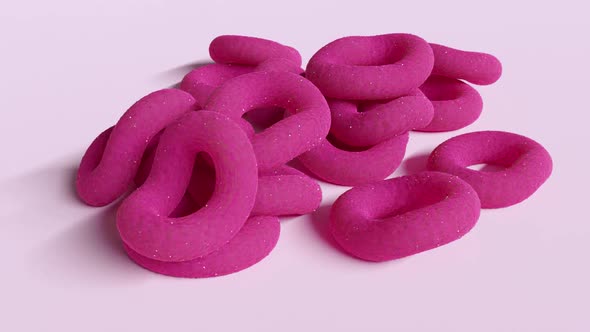 round pink jelly candies with sugar falling