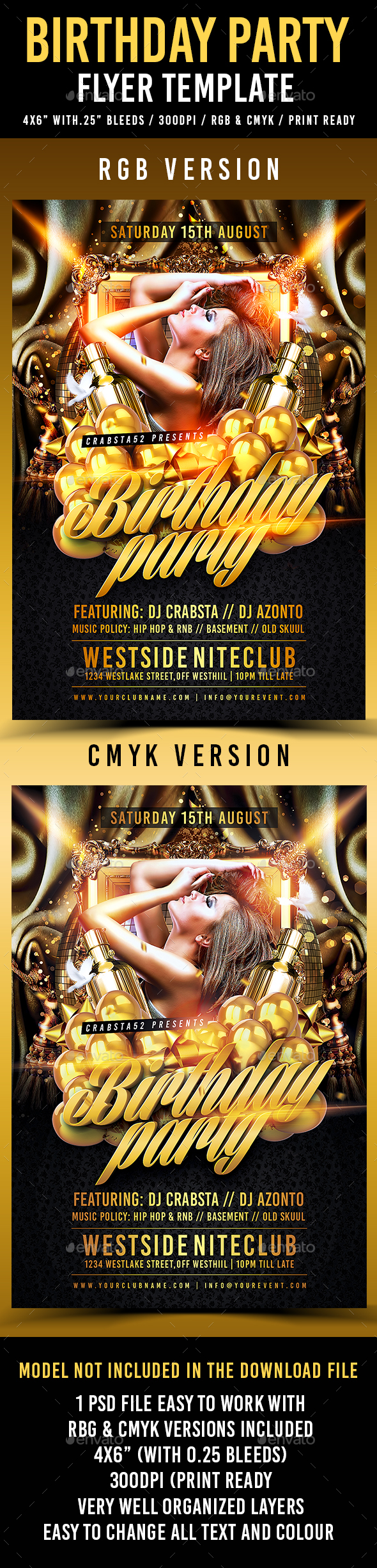 Birthday Party Flyer Template - Flyers Print Templates