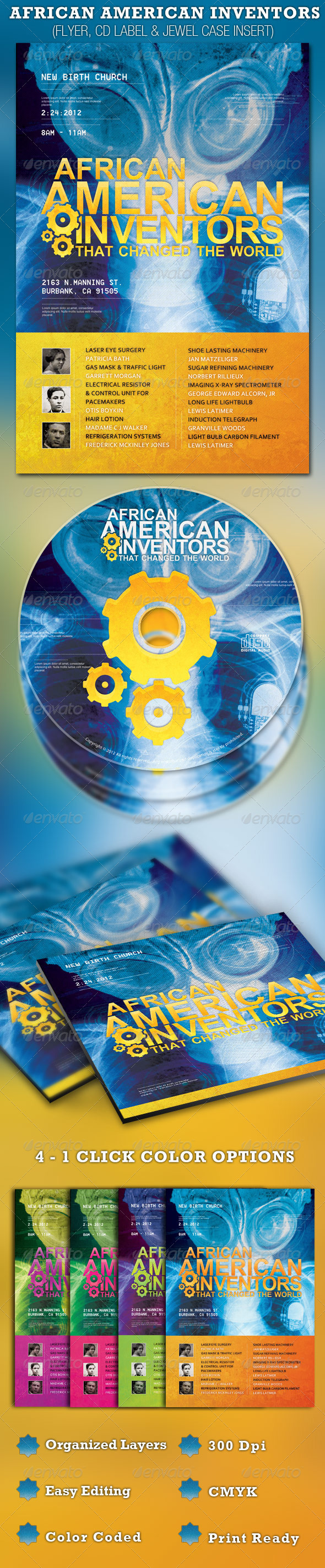 African American Inventors Church Flyer and CD - Church Flyers