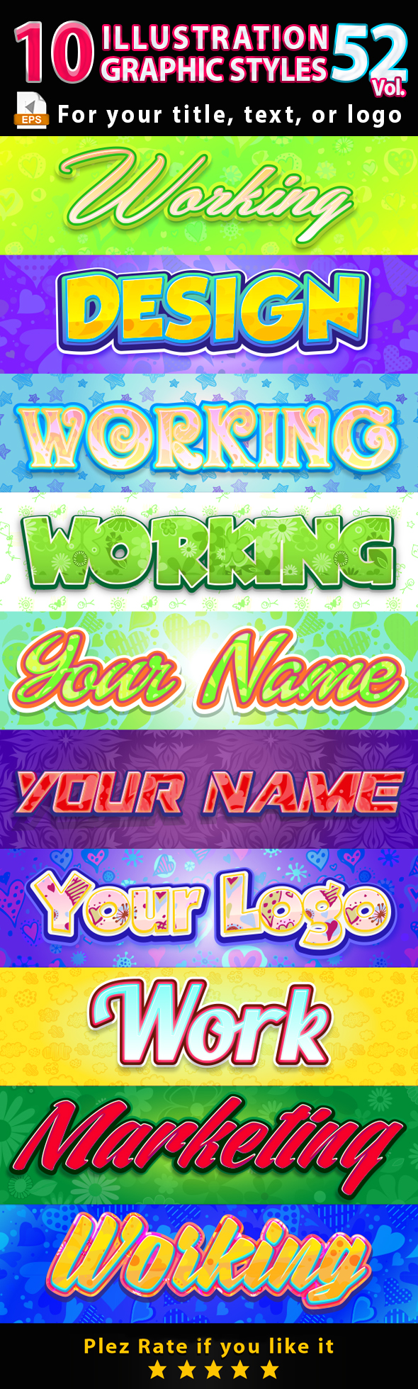 10 Illustrator Graphic Styles Vol.52 - Styles Illustrator