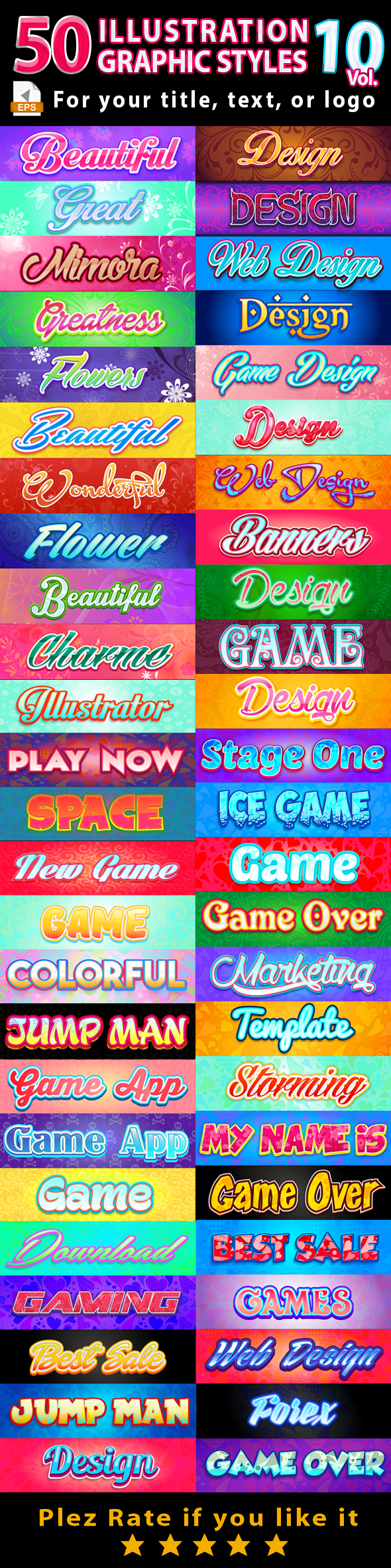 50 Illustrator Graphic Styles Vol.10 - Styles Illustrator