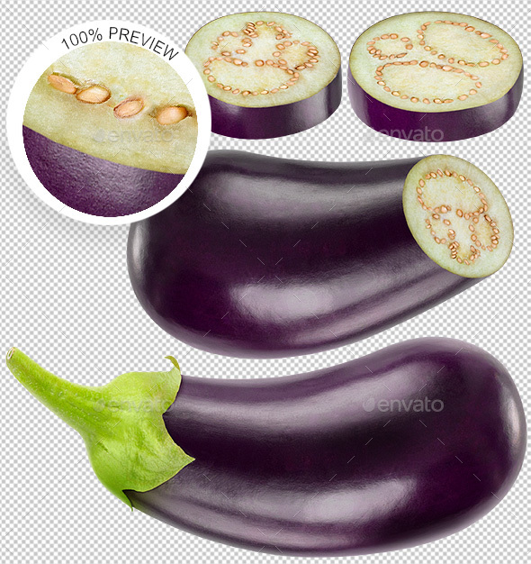 Collection of Isolated Eggplants Photos - Food & Drink Isolated Objects