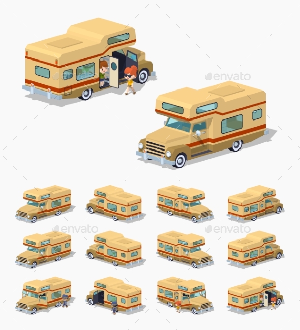 Low Poly Brown Motor Home - Travel Conceptual