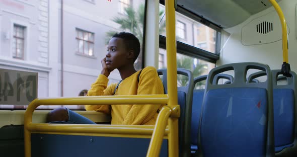 Woman travelling in bus 4k alt