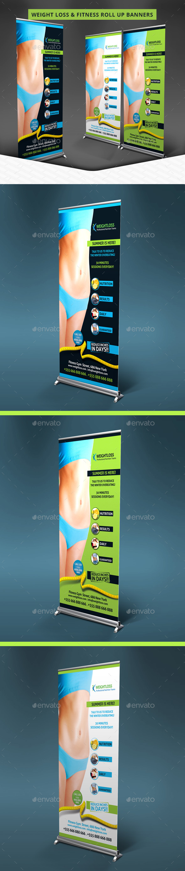 Weight Loss & Fitness Roll Up Banners - Signage Print Templates
