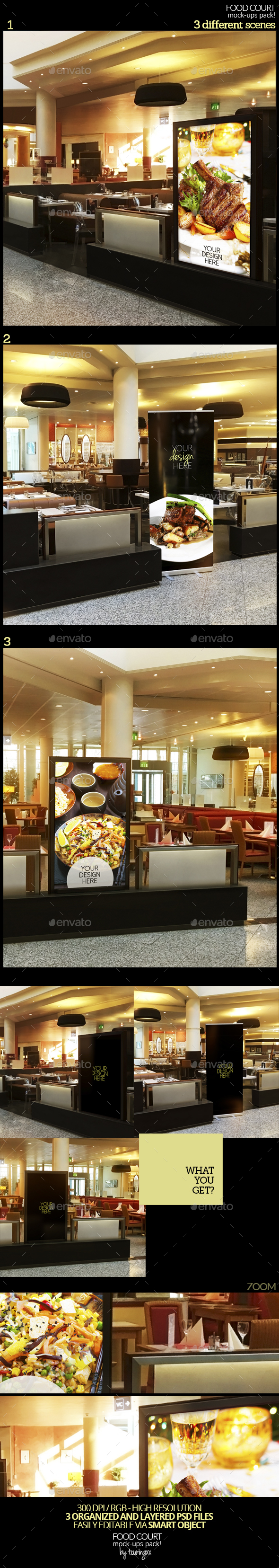 Food Court Mock-Ups Pack - Signage Print