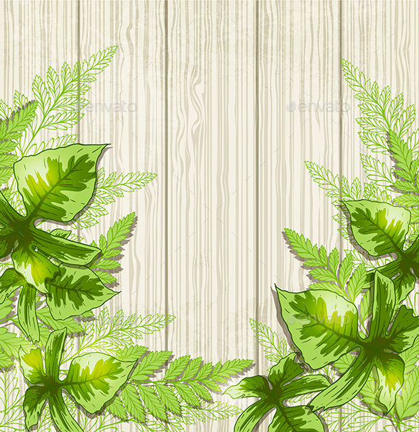 Background with Green Tropical Leaves - Flowers & Plants Nature