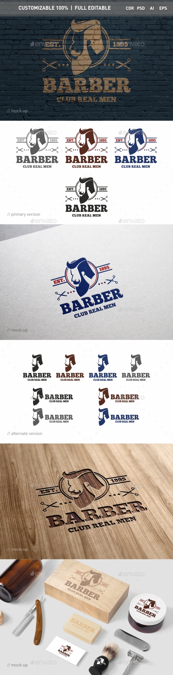 Barber Logo Template - Objects Logo Templates