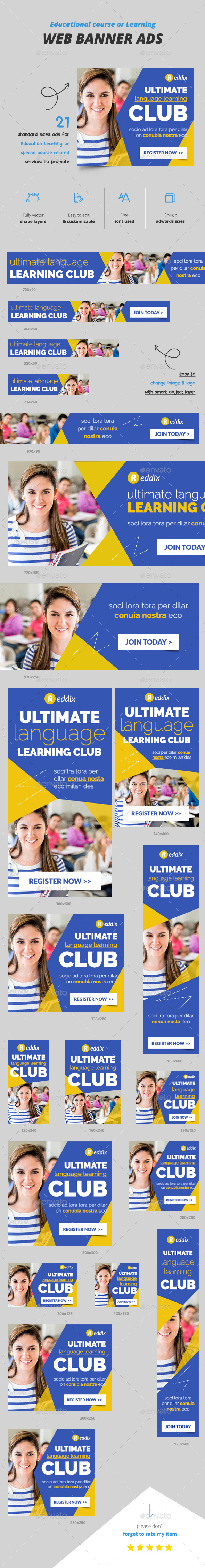 Language Learning Banner Ads - Banners & Ads Web Elements