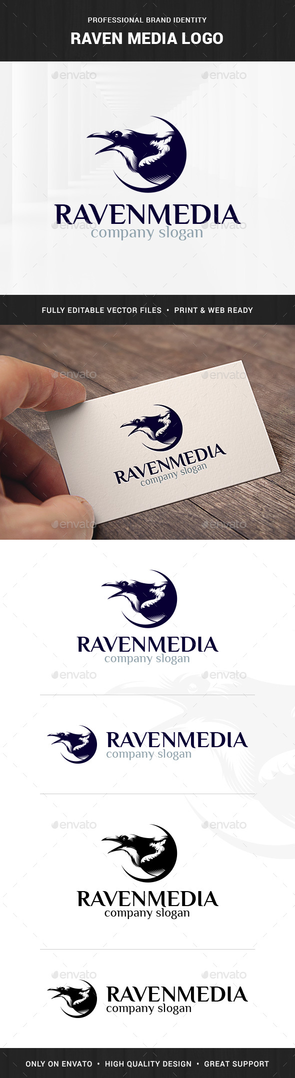 Raven Media Logo Template - Animals Logo Templates